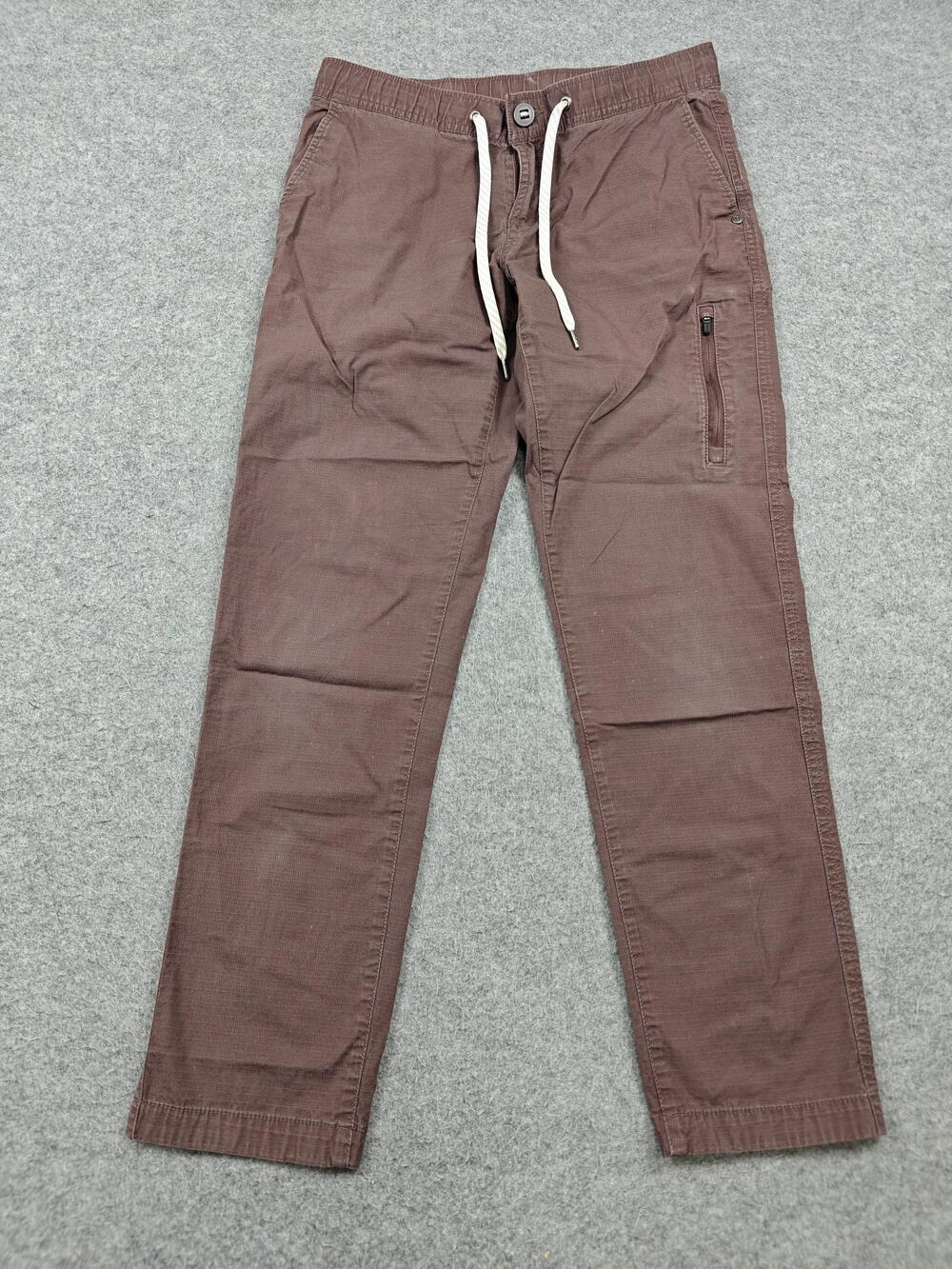 Vuori Pants Mens Small Brown Jogger Slim Tapered Elastic Waist Zip Pocket